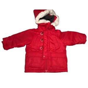 Baby Gap Red Puffer Fleece Lined Quilted Hoodie Jacket 12-18 Months